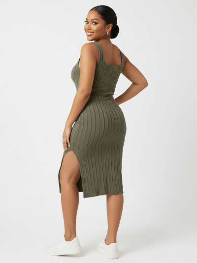 SHEIN PETITE Slit Backless Cami Dress